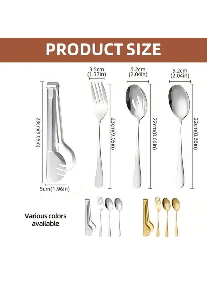 8 Pcs Stainless Steel Kitchen Utensil Set With Fork Spoon Colander And Barbecue Clip - Image 3